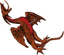 Falling red dragon with arrow in chest