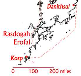 Map showing the journey from Kosp to Danithsul