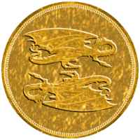 gold coin showing two dragons